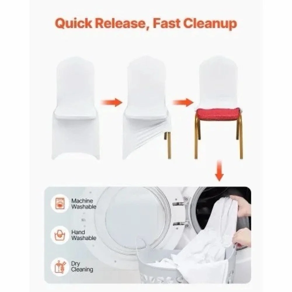 50 Pack VEVOR Stretch Spandex Folding Chair Covers, Universal Fitted Chair Cover